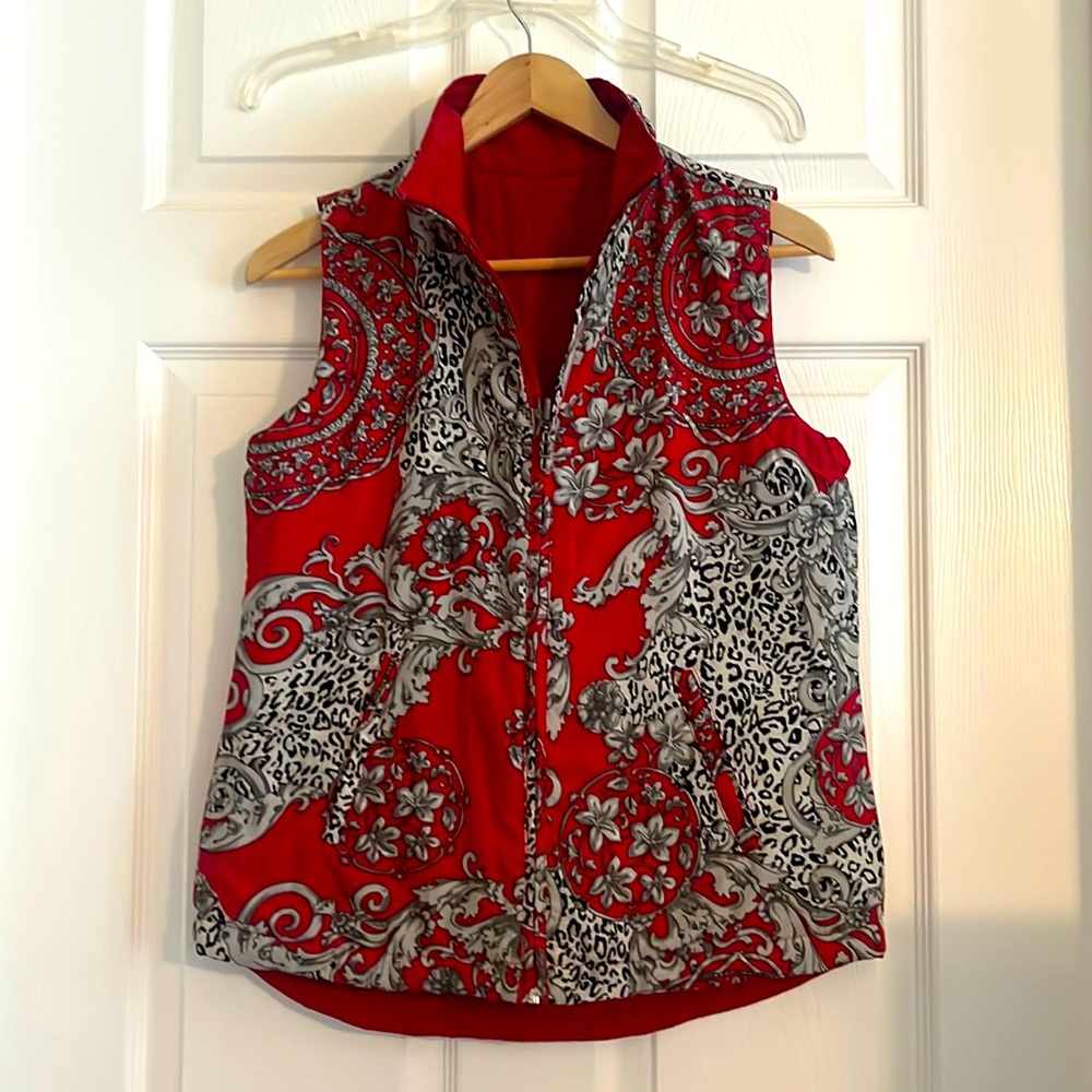 Only worn once-  Reversible Leopard Paisley Swirled Vest